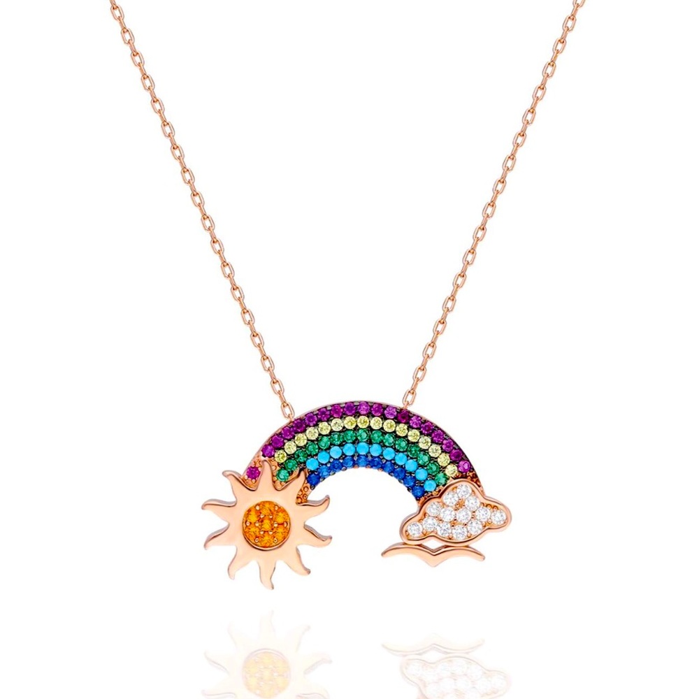 925 Silver Trendy Rainbow Necklace,
